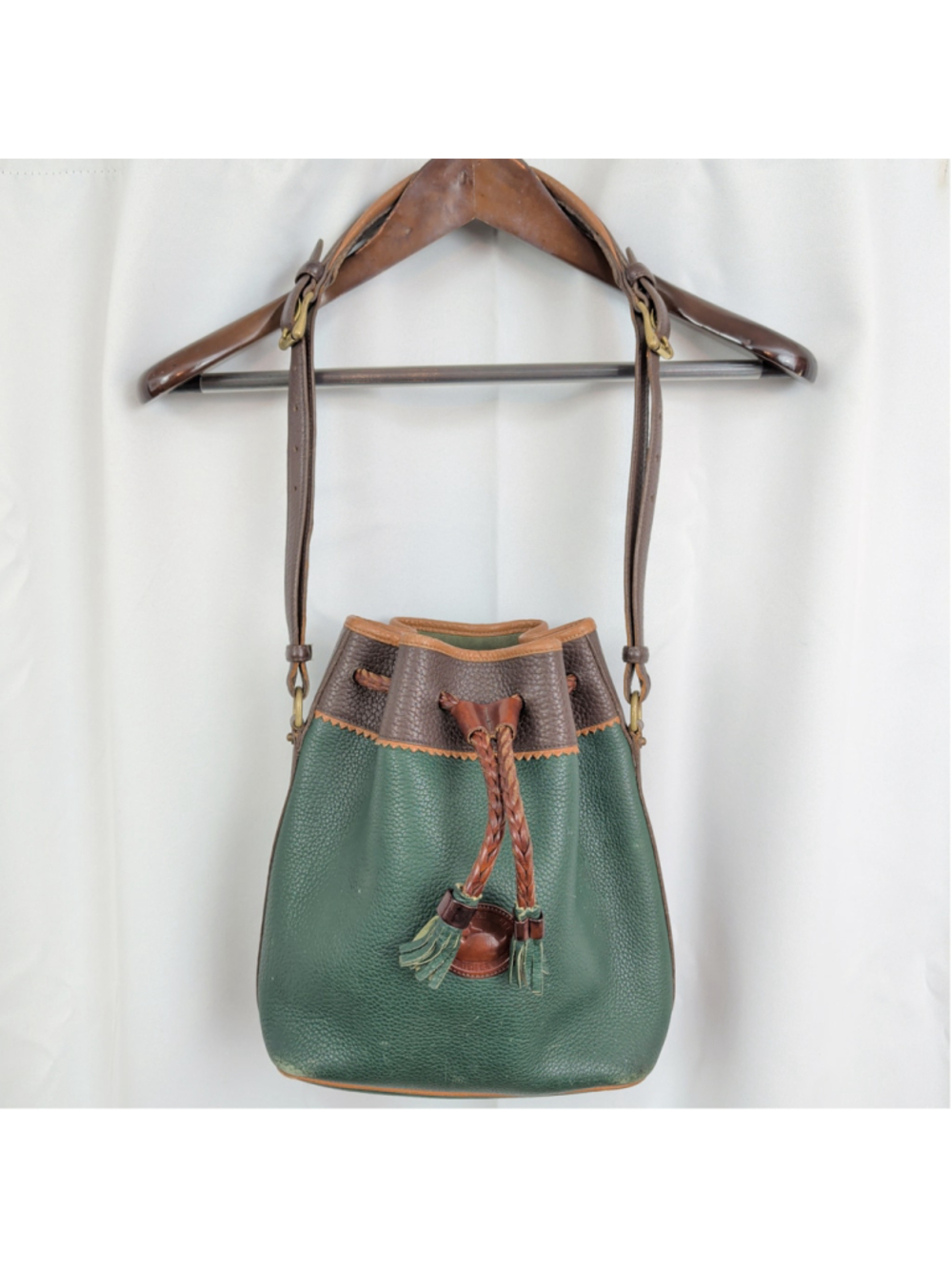 Vintage USA Made Dooney & Bourke Drawstring AWL Bucket Bag
